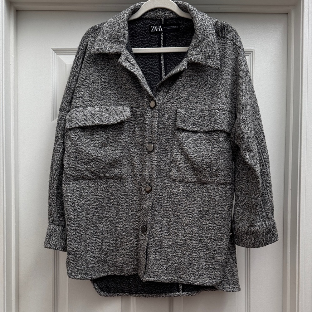 Zara Women's Charcoal Gray Shacket / Jacket